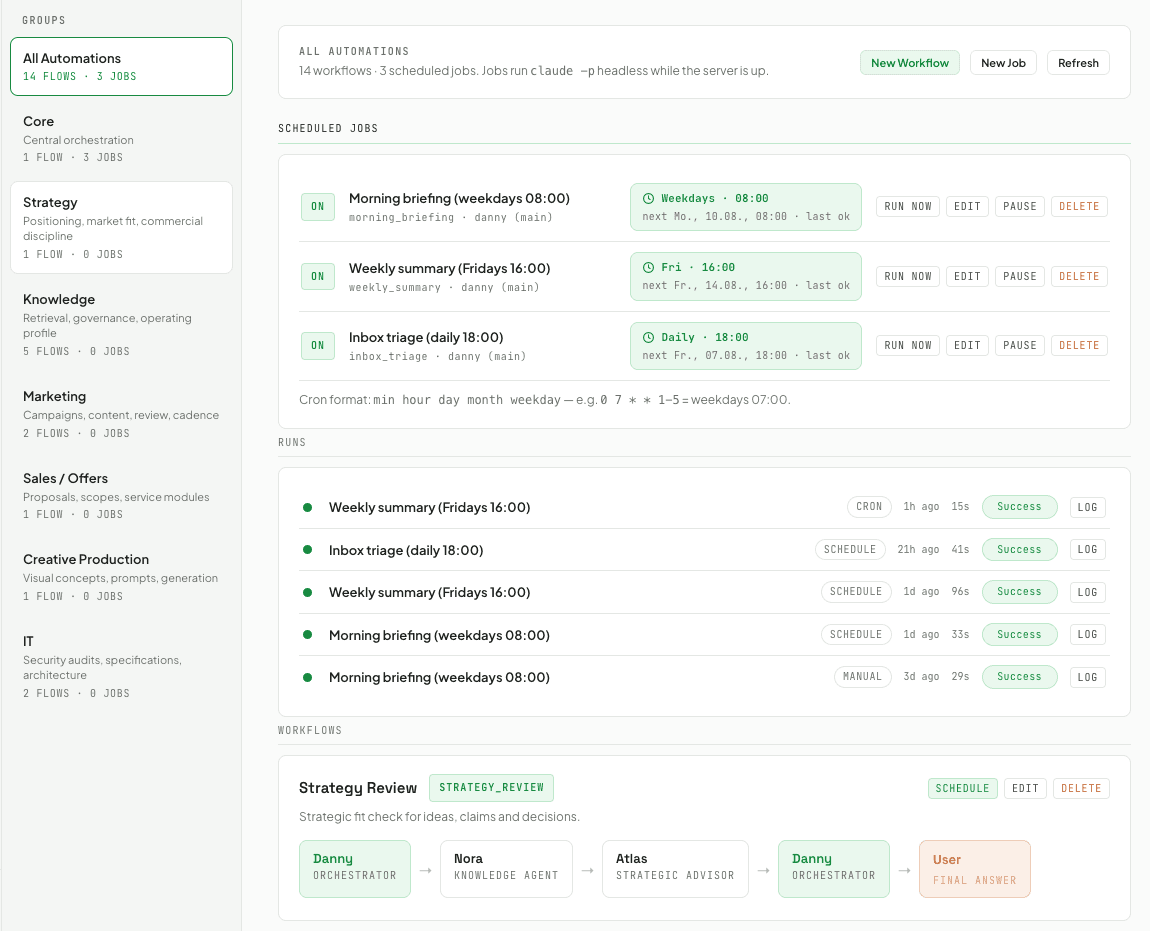 Automations or Scheduler interface as the main screenshot, with the Skill Hub as a smaller secondary image